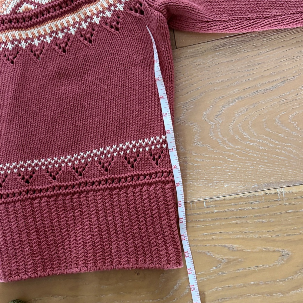 L.L. Bean Rose and Cream Fair Isle Button Cardigan - Picture 7 of 10